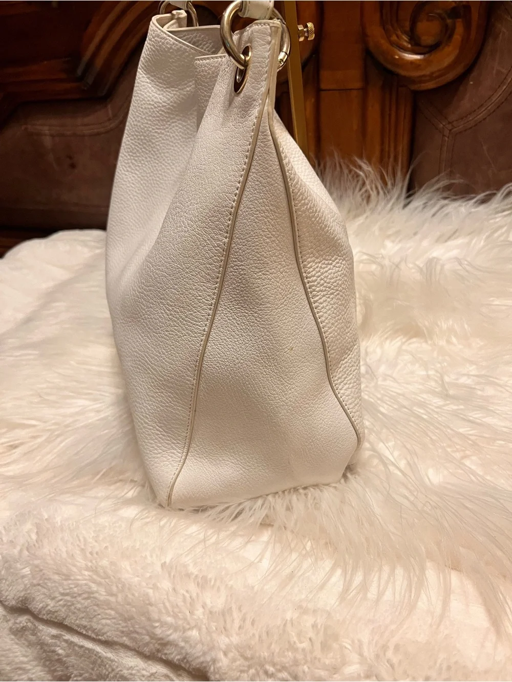 Mark & Graham ivory Pebbled Leather Hobo Bag
